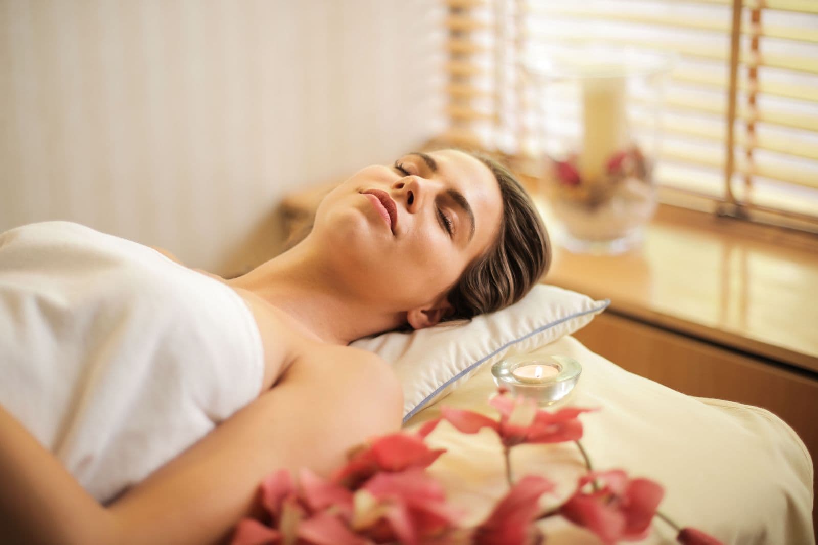 Calm massage treatment room at the clinic